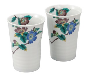 日本の伝統工芸品【九谷焼】 ペアフリーカップ 山茶花   (K9-1167) (K8-1066)