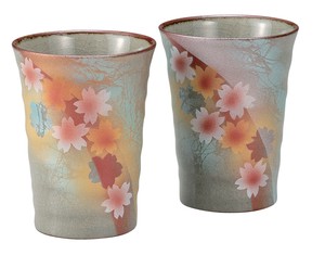 日本の伝統工芸品【九谷焼】 ペアフリーカップ 陽光花文   (K9-1173) (K8-1070)