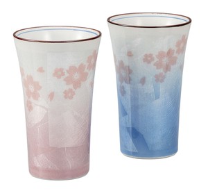 日本の伝統工芸品【九谷焼】 ペアフリ−カップ 銀彩さくら   (K9-1184) (K8-1080)