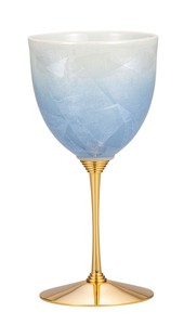 日本の伝統工芸品【九谷焼】 K8-1103 ワインカップ 銀彩青