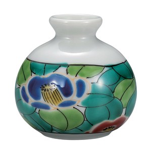 日本の伝統工芸品【九谷焼】 1.8号小つぼ花生 山茶花   (K9-1265) (K8-1184)
