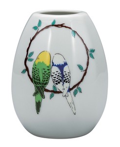 日本の伝統工芸品【九谷焼】 3.5号一輪生 睦インコ   (K9-1266) (K8-1186)