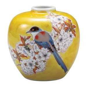 日本の伝統工芸品【九谷焼】 3号一輪生 吉田屋山桜に鳥   (K9-1279) (K8-1192)