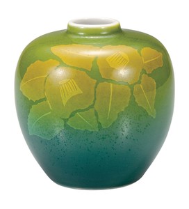 日本の伝統工芸品【九谷焼】 3号一輪生 銀山茶花   (K9-1277) (K8-1193)