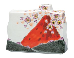 日本の伝統工芸品【九谷焼】 5号一輪生 赤富士  福田昇竜 (K9-1304) (K8-1214)