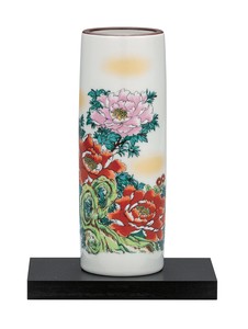 日本の伝統工芸品【九谷焼】 6号花瓶 牡丹 台付  (K9-1313) (K8-1219)
