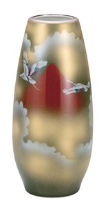 日本の伝統工芸品【九谷焼】 K8-1227 8.5号寸胴花瓶 赤富士