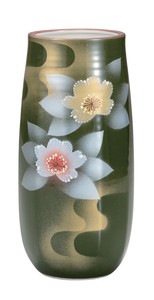 日本の伝統工芸品【九谷焼】 K8-1228 8号花瓶 銀彩山茶花