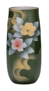 日本の伝統工芸品【九谷焼】 8号花瓶 銀彩山茶花   (K9-1327) (K8-1228)