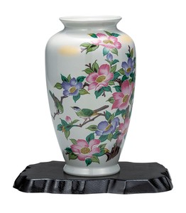 日本の伝統工芸品【九谷焼】 8号花瓶 花鳥 台付  (K9-1326) (K8-1233)