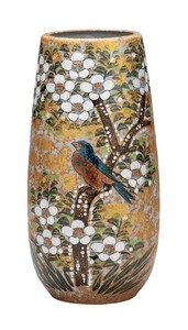 日本の伝統工芸品【九谷焼】 8.5号花瓶 花鳥   (K9-1331) (K8-1234)