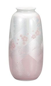 日本の伝統工芸品【九谷焼】 K8-1240 8号花瓶 銀彩さくら