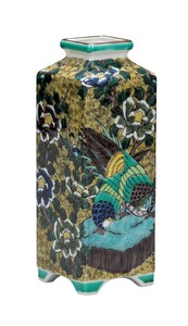 日本の伝統工芸品【九谷焼】 7号花瓶 吉田屋金鶏   (K9-1339) (K8-1243)