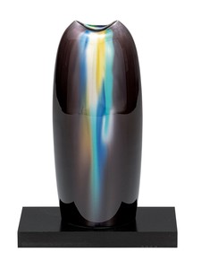 日本の伝統工芸品【九谷焼】 6号花瓶 釉彩 台付 柴田博峰 (K9-1345) (K8-1247)