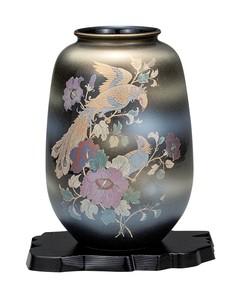 日本の伝統工芸品【九谷焼】 8号花瓶 天目鳳凰 台付  (K9-1361) (K8-1257)