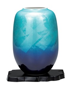 日本の伝統工芸品【九谷焼】 8号花瓶 銀彩 台付  (K9-1364) (K8-1261)