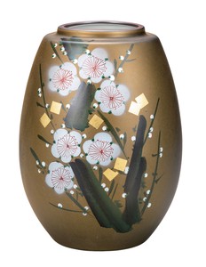 日本の伝統工芸品【九谷焼】 K8-1263 8号花瓶 金箔梅の図