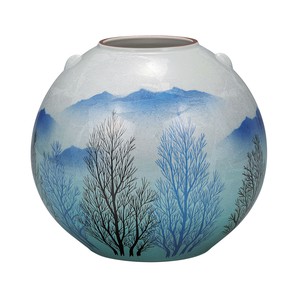 日本の伝統工芸品【九谷焼】 7号花瓶 銀彩木立   (K9-1396) (K8-1293)