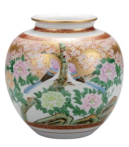 日本の伝統工芸品【九谷焼】 K8-1304 8号花瓶 桜尾長  光崖窯