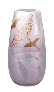 日本の伝統工芸品【九谷焼】 K8-1312 10号花瓶 銀彩飛翔