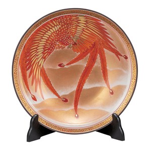 日本の伝統工芸品【九谷焼】 10号飾皿 金襴手鳳凰 皿立付 福田良則 (K9-1432) (K8-1335)
