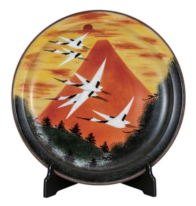 日本の伝統工芸品【九谷焼】 12号飾皿 赤富士 皿立付 福田良則 (K9-1434) (K8-1338)