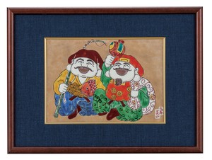 日本の伝統工芸品【九谷焼】 陶額 恵比寿大黒   (K9-1441) (K8-1345)