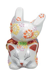 日本の伝統工芸品【九谷焼】 K8-1443 3号逆立ち猫 花ちらし