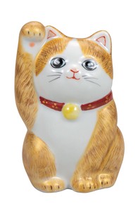 日本の伝統工芸品【九谷焼】 K8-1445 3号招き猫 金彩毛描