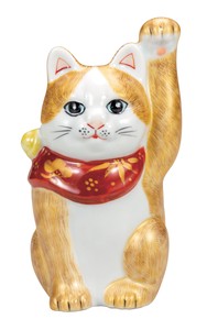 日本の伝統工芸品【九谷焼】 K8-1474 4号招き猫 金彩毛描
