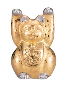 日本の伝統工芸品【九谷焼】 K8-1486 3.5号両手招き猫 金