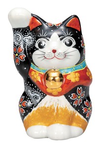 日本の伝統工芸品【九谷焼】 4.8号招き猫 金富士   (K9-1642) (K8-1512)
