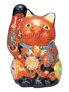 日本の伝統工芸品【九谷焼】 7号招き猫 茶盛   (K9-1650) (K8-1538)