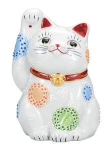 日本の伝統工芸品【九谷焼】 K8-1539 7号招き猫 白盛
