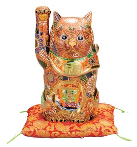 日本の伝統工芸品【九谷焼】 K8-1544 7号招き猫 盛（宝船） 布団付
