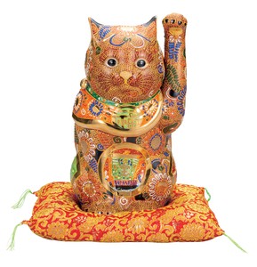 日本の伝統工芸品【九谷焼】 K8-1568 10号招き猫 盛（宝船） 布団付