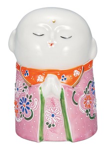 日本の伝統工芸品【九谷焼】 3号お地蔵様 ピンク盛   (K9-1715) (K8-1629)