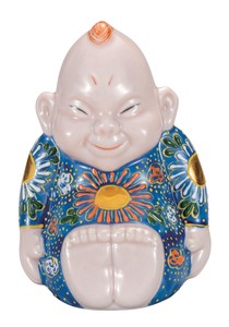 日本の伝統工芸品【九谷焼】 K8-1637 4号ビリケン 青盛