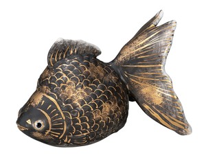 日本の伝統工芸品【九谷焼】 5号金魚 黒彩   (K9-1722) (K8-1645)