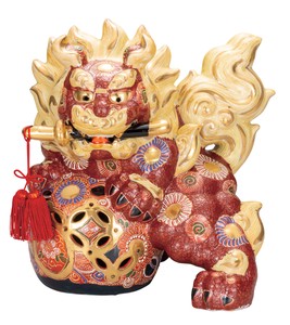 日本の伝統工芸品【九谷焼】 K8-1670 10号剣獅子 盛 房付
