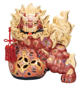 日本の伝統工芸品【九谷焼】 K8-1672 12号剣獅子 盛 房付