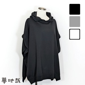 T-shirt Dolman Sleeve Plain Color Hooded Cut-and-sew