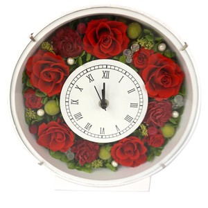 ローズサークルクロック レッド 時計 プリザーブドフラワー アレンジメント バラ ギフト プレゼント 母の日