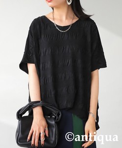 Antiqua T-shirt Dolman Sleeve Jacquard Tops Ladies' Short-Sleeve