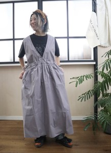 Casual Dress Gathered Spring/Summer V-Neck One-piece Dress