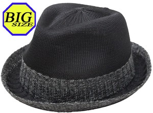 【大きいサイズ帽子 最大約65cm】中折れハット 中折れ帽子 アクリルサーモ ブラック