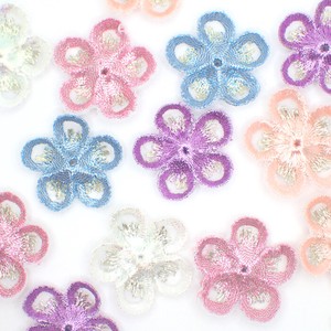 Material Flower Organdy Embroidered 10-pcs