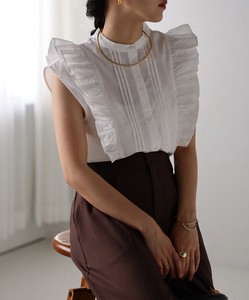 Button Shirt/Blouse Pintucked Frilled Blouse