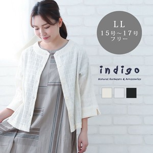 ボーダーストレッチ ブラウス レディース 7分袖 LL 大きいサイズ ミセス ゆったり 春 夏 indigo インディゴ