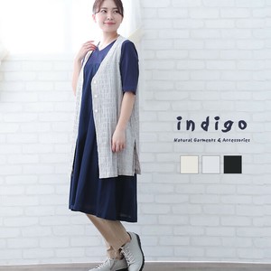 ボーダーストレッチ ベスト レディース チュニック ML ミセス ゆったり 春 夏 indigo インディゴ